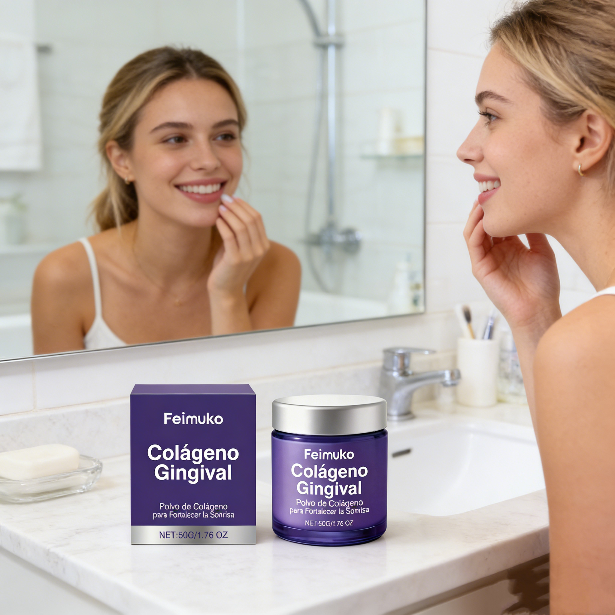 Teeth Whitening From Home - Collagen Teeth Cleaning Powder Mint Fresh