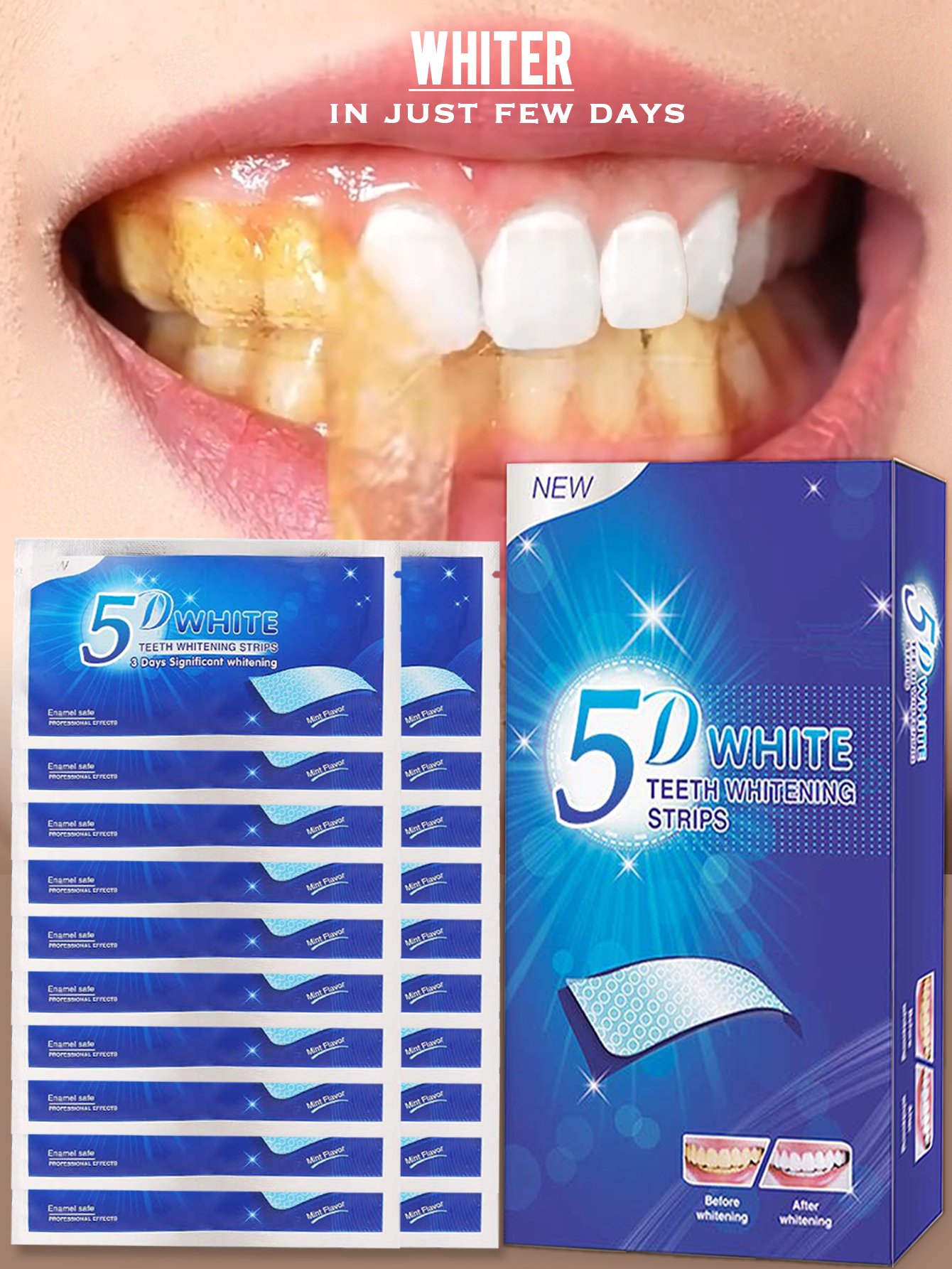 Teeth Whitening At Home Kit - Teeth Whitening Strip 5D 9D White