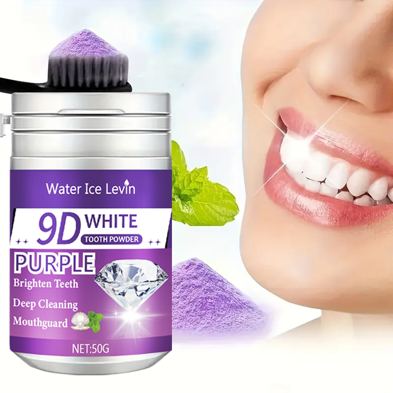9D White Purple Toothpowder. B - Teeth Whitening App recensie en prijs